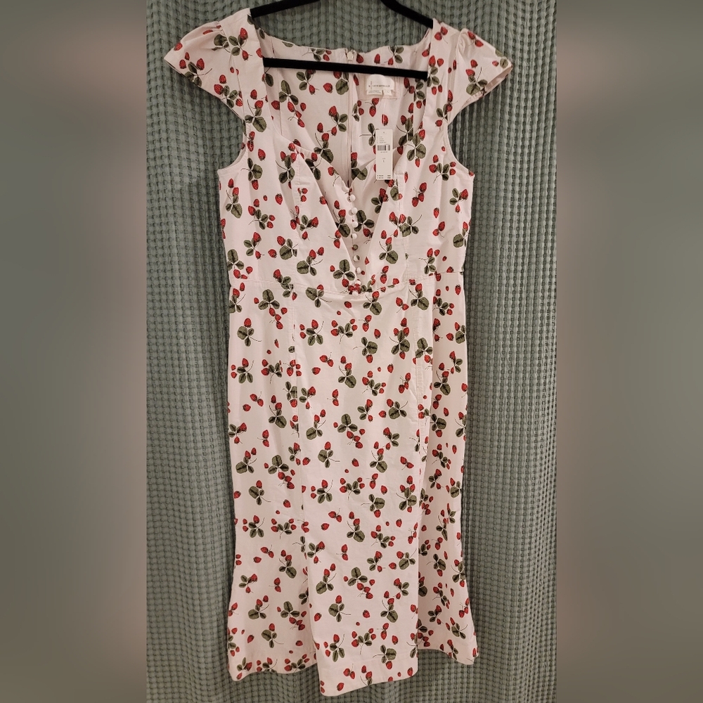 Anthropologie Cecily Strawberry Midi Length Dress - Picture 2 of 4